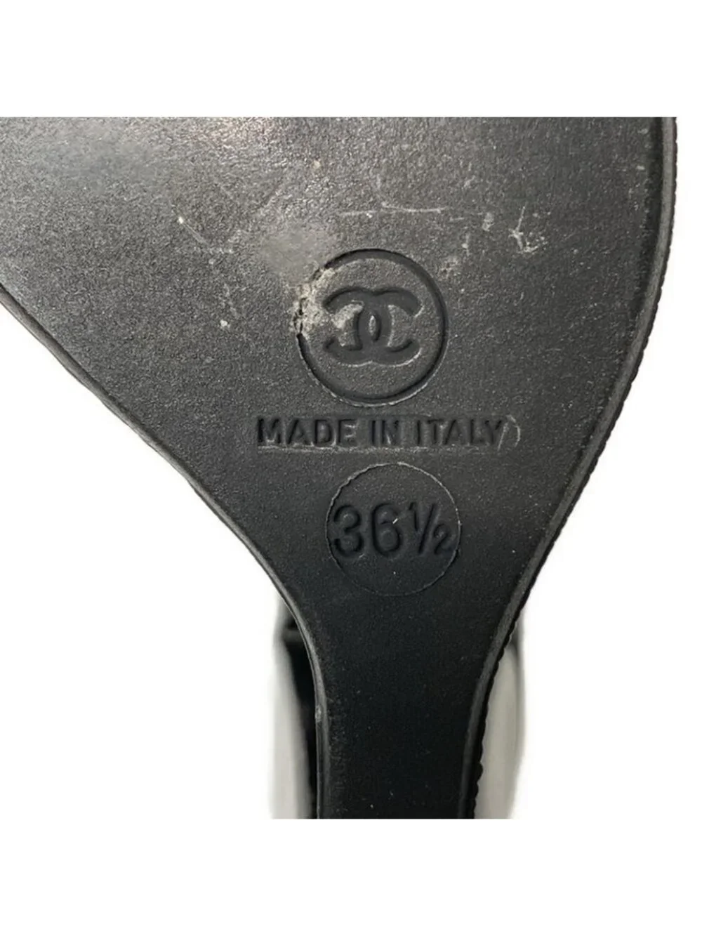 Chanel Sandals 36.5 Black Clear Wedge Sole Leather - Picture 6 of 6